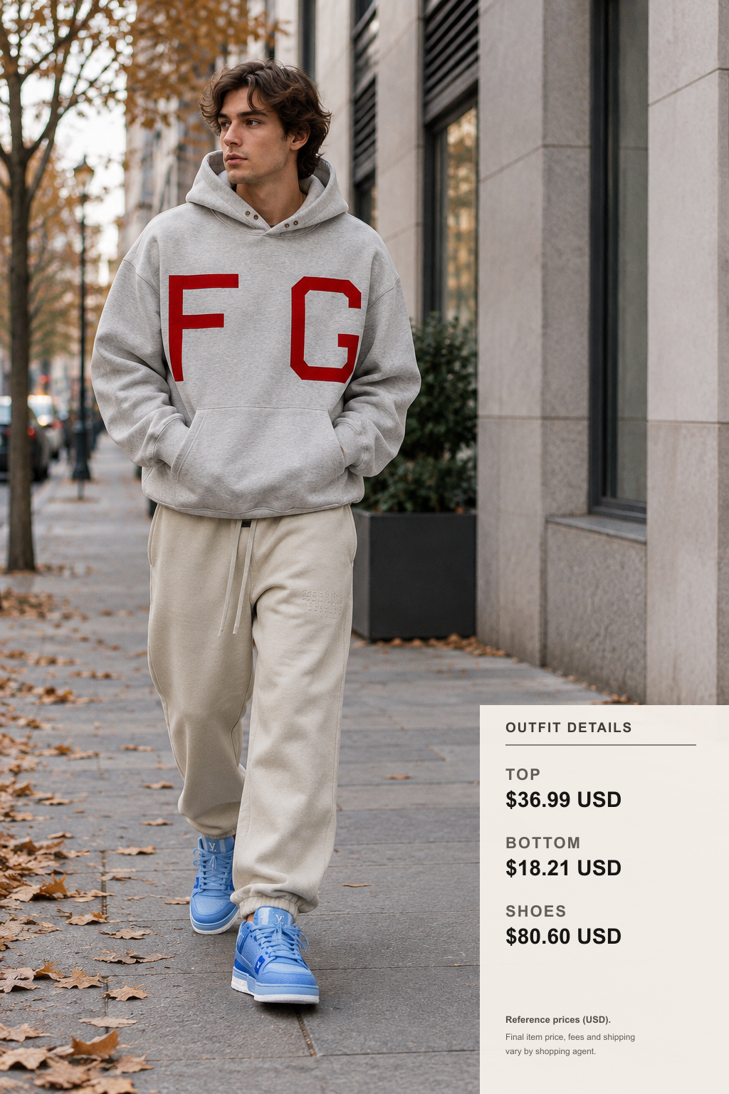 Fear of God Essentials Hoodie Fall Layering outfit 2 full-body street style for fashionreps