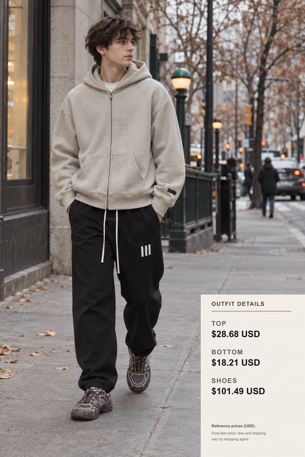 Fear of God Essentials Hoodie Fall Layering outfit 1 full-body street style for fashionreps