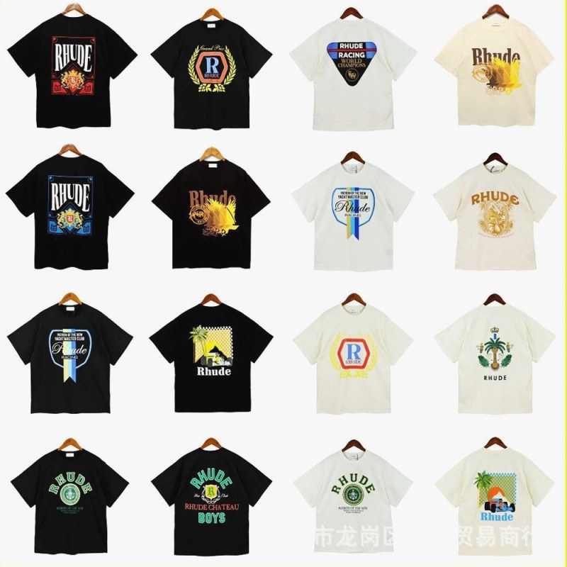 Rhude Trendy T-Shirts With Printed Designs Review: 240 gsm Cotton, Boxy Cut, $8.36